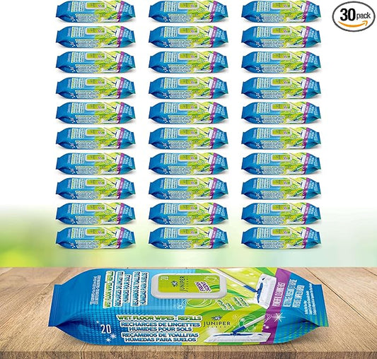 Wet Floor Wipes, Multi Surface Floor Cleaner Wet Mop Pads Fit Swiffer Sweeper Mop, Fresh Scent & Plant-Based Textured Cloth Trap Absorb Dirt, 20 Count (Pack of 30)