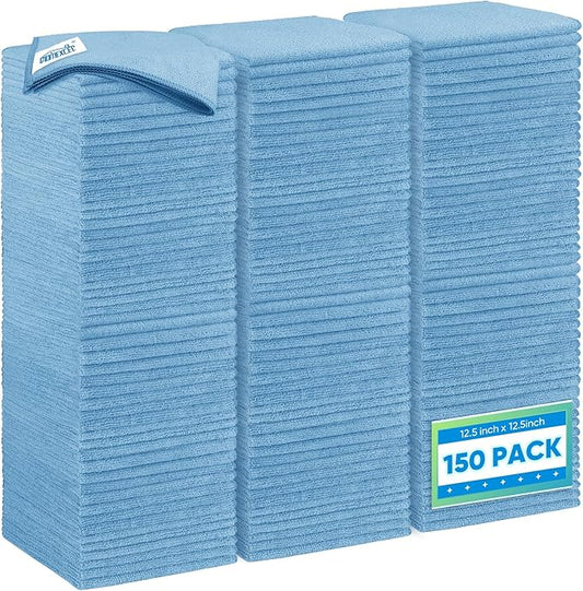 HOMEXCEL Blue Microfiber Cleaning Cloth 150 Pack, 12.5 x 12.5 inch Microfiber Towels for Cars, Ultra Absorbent Car Washing Cloth Cleaning Rags for Car Kitchen Window