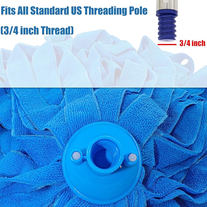 Microfiber Cloth String Mop Head Refill, Loop End Screw On Mop Head Compatible with All Standard US Threading Pole (Acme 3/4 inch Thread) – (3)