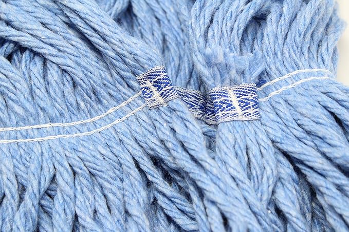 Turkey Creek Essentials Mop Heads Commercial Grade USA Made Looped End Heavy Duty Large Mop Head of Blue 4-Ply Synthetic Yarn Industrial Wet Mop Head Replacement and String Mop Refills (1, Large)