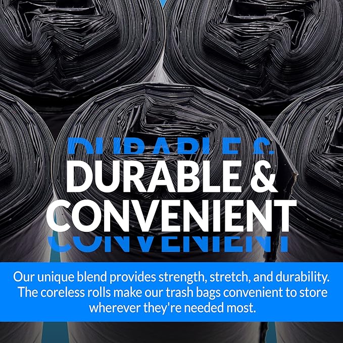 Reli. SuperValue 33 Gallon Trash Bags | 125 Count | Made in USA | Heavy Duty | Black Multi-Use Garbage Bags