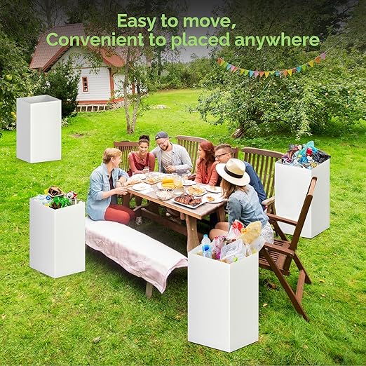 4 Pack Extra Large Disposable Trash Cans, Reusable Portable Garbage Can, 30 Gallon (30" H x 14" W x 14" D), Extra Thick Recycled Cardboard Portable Garbage Can and Recycling Bins,White