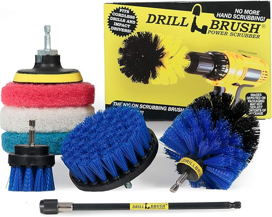 Drillbrush Outdoor Carpet Cleaner - Drill Brush Power Scrubber - Boat Brush - Spa, Hot Tub, Cleaner Brushes - Pool Grout Cleaner - Bathroom Power Scrubbing Pads - Rotary Drill Brush Cordless Scrubber