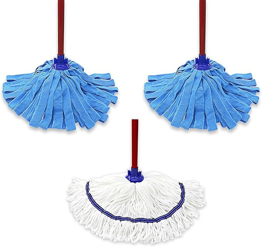 Microfiber Cloth Mop Replacement Compatible with All Standard US Threading Pole &0.8" Diameter Mop Handle– 3 Packs