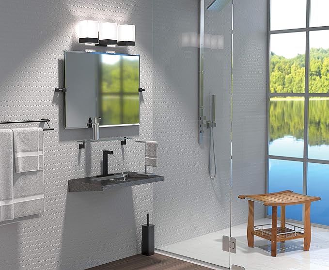 Gatco 1488MX Elegant Square Toilet Brush Holder, Matte Black