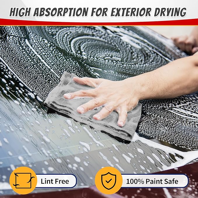 FIXSMITH Shop Towels, Pack of 50, Grey Microfiber Cleaning Cloth Bulk, Microfiber Towels for Cars, All-Purpose Absorbent Cleaning Rags, Dust Cloth for Automotive, Mechanic, Garage, 11.5 x 11.5 inch