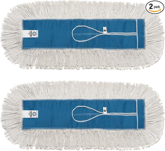 Nine Forty Industrial-Grade 24x5 Cotton Dust Mop Head Refills, Perfect Replacement for Busy Home, Gym, Industrial and Commercial Spaces, Heavy-Duty Mop for Janitorial & Housekeeping Needs - 2 Pack