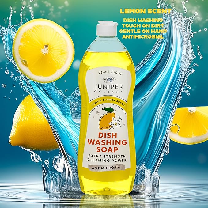 Dish Soap, Lemon Scent, Liquid Dish Washing Soap Squeeze Bottle 25 Fl Oz (Pack of 6)