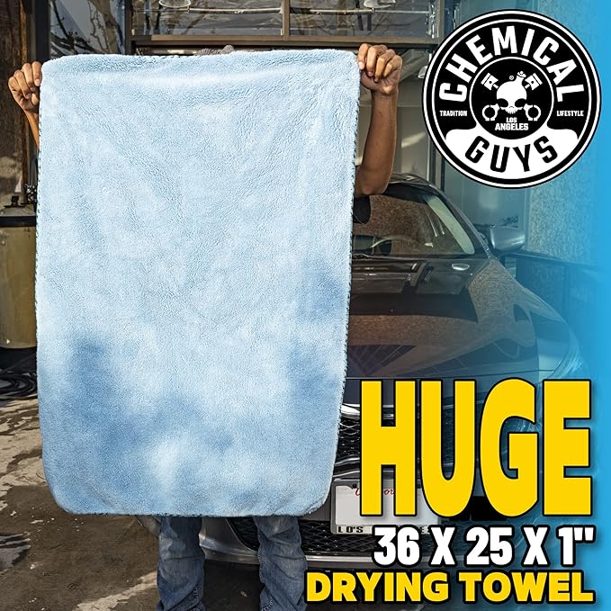 Chemical Guys Woolly Mammoth Large, Super Absorbent and Soft Microfiber Towels for Cars, Blue (36 x 25 inches) 2-Pack