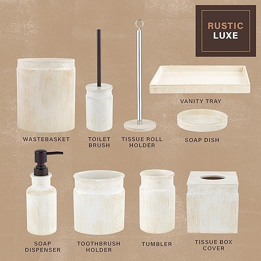 Creative Scents Rustic Luxe Small Bathroom Trash Can 1.53 Gal / 5.8L - Bathroom Garbage Can Bin for Modern Farmhouse Decor - Small Waste Basket for Bathroom and Bedroom