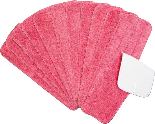 Arkwright Spray Mop Replacement Pads - (Pack of 12) Bulk Microfiber Flat Dry and Wet Refill Mop Pads Floor Cleaning, Compatible with Bona and Rubbermaid, Fits All Mop Heads, 18 in, Red