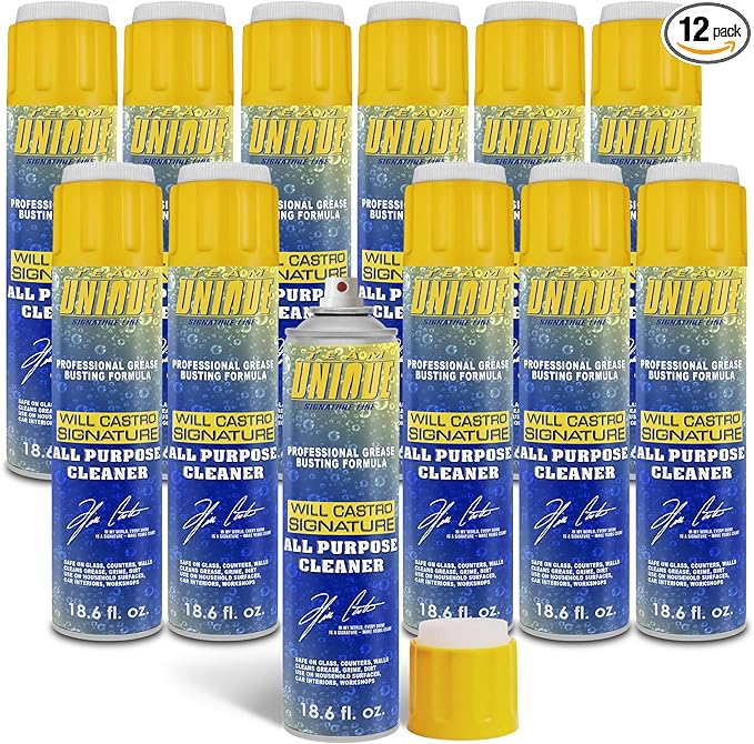 TEAM UNIQUE All-Purpose Cleaner – 18.6 Fl Oz (550mL) Pack of 12 | Powerful Formula for Tough Stains and Grease | Multi-Surface Cleaner for Home, Auto, and Industrial Use