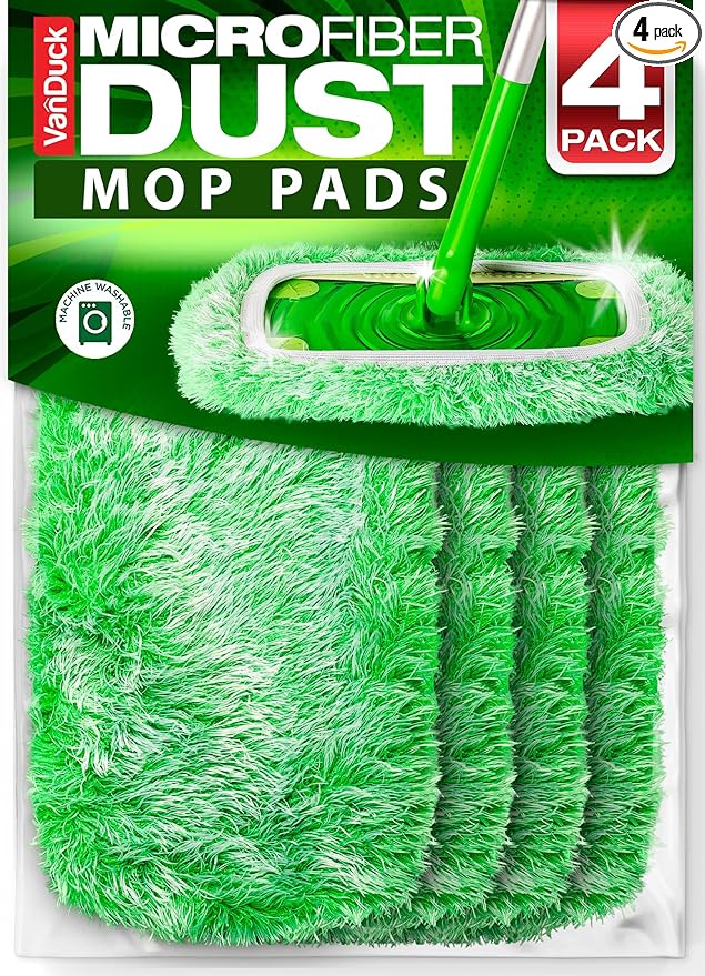 VanDuck Floor Duster Refill Compatible with Swiffer Sweeper Mop (4 Pack) - Microfiber Pet Heavy Duty Dry Cloth Refills - Reusable Mop Pad