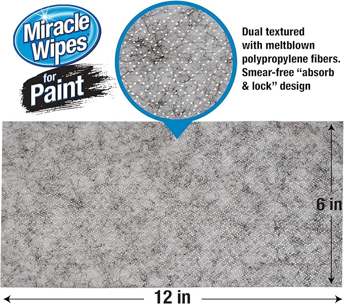 MiracleWipes for Paint Prep & Cleanup, Remove Tough Grime Build-Up, Wet Paint, Caulking, Epoxy, Colorant, and more from Hands, Surfaces, & Tools - 60 Count