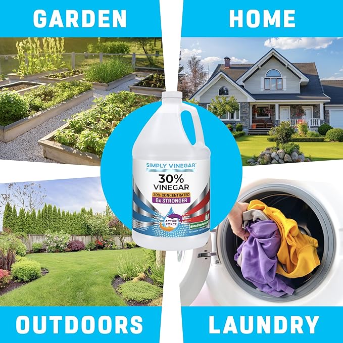 30% Vinegar – Pure Concentrated Active-Force Vinegar for Cleaning, Home, and Garden, 128 oz (2)