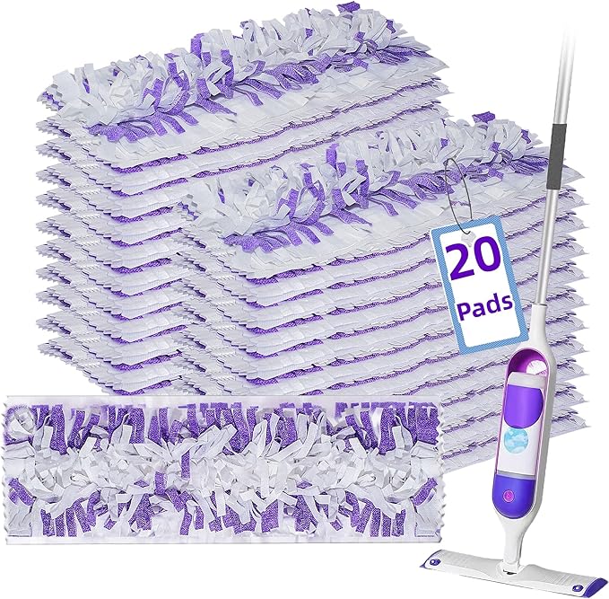 Disposable Mopping Pad Refills for PowerMop Multi-Surface Mop and PowerMop Wood Mop, Spray Clean Pads Replacement (Purple -20)
