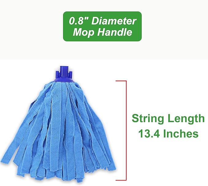 Microfiber Cloth Mop Head Replacement, String Mop Refills Screw onto All Standard US Threading Pole Mop Handle Rod– 3 Packs