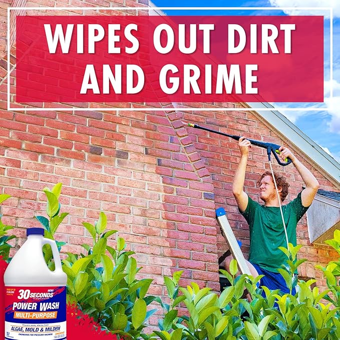 30 SECONDS Pressure Washer Concentrated Cleaner – Power Cleans Stains from Algae, Mold & Mildew, Dirt, Grime – Makes up to 20 Gallons, 2 PACK