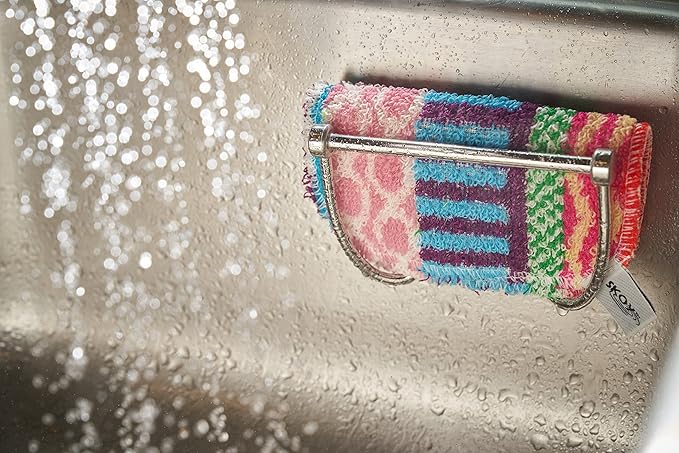 Skoy Scrub, 2-pack Reusable, Non-Scratching Dish Scrubber for Kitchen and Household Cleaning, Planet-Friendly, Dishwasher Safe Soft Scrub, Assorted Colors and Designs