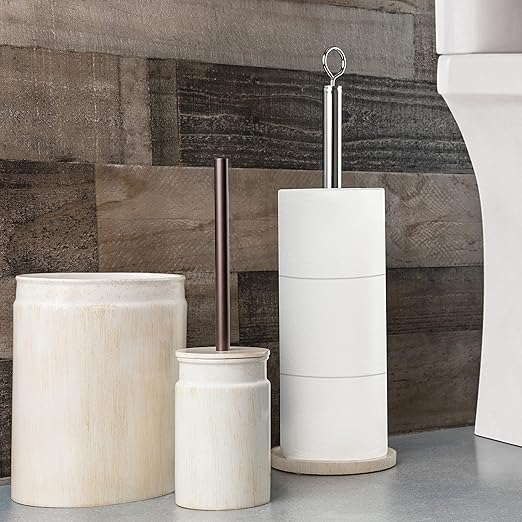 Creative Scents Rustic Luxe Small Bathroom Trash Can 1.53 Gal / 5.8L - Bathroom Garbage Can Bin for Modern Farmhouse Decor - Small Waste Basket for Bathroom and Bedroom