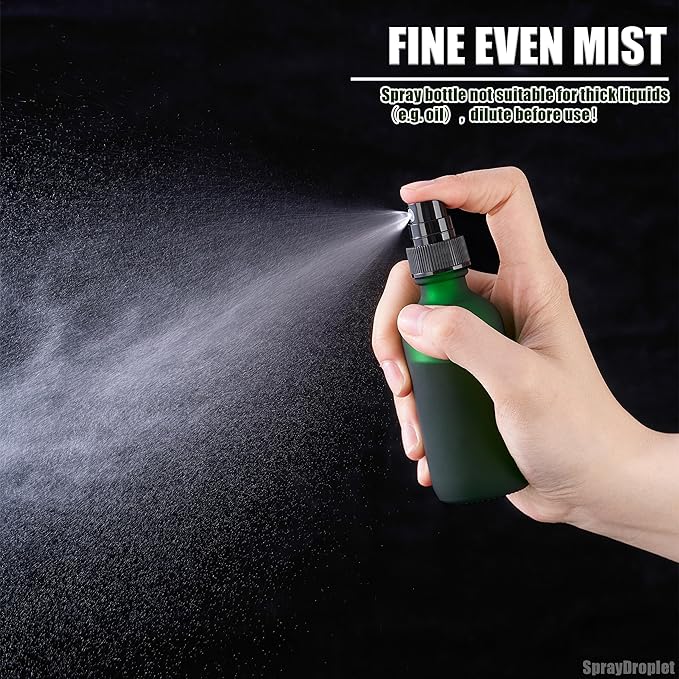 2 oz Glass Spray Bottles, Reusable Fine Mist Sprayer Small Spray Bottle, Preety Frosted Texture, Leak-Proof Design, Perfect for Travel, Skin Care, Perfumes (Green-Frosted, 2oz-12pcs)