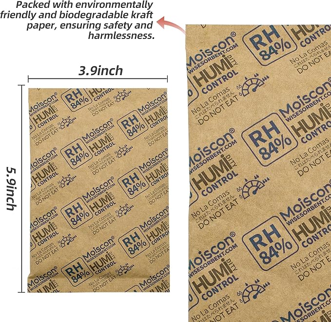 84% Two-Way Humidity Control Packs for Storing 1 lb – Size 60 – 25 Pack – Seasoning Packets Moisture Control Packets Individually Wrapped, Humidifier Packs for Season Wood Humidifier Boxes