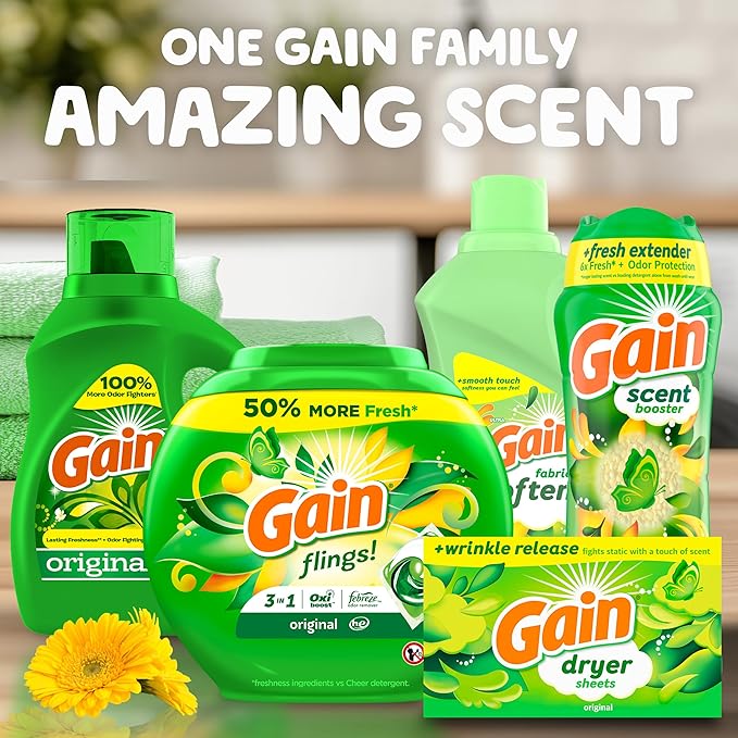 Gain Fabric Softener, Original, 35 fl oz (4 Pack)