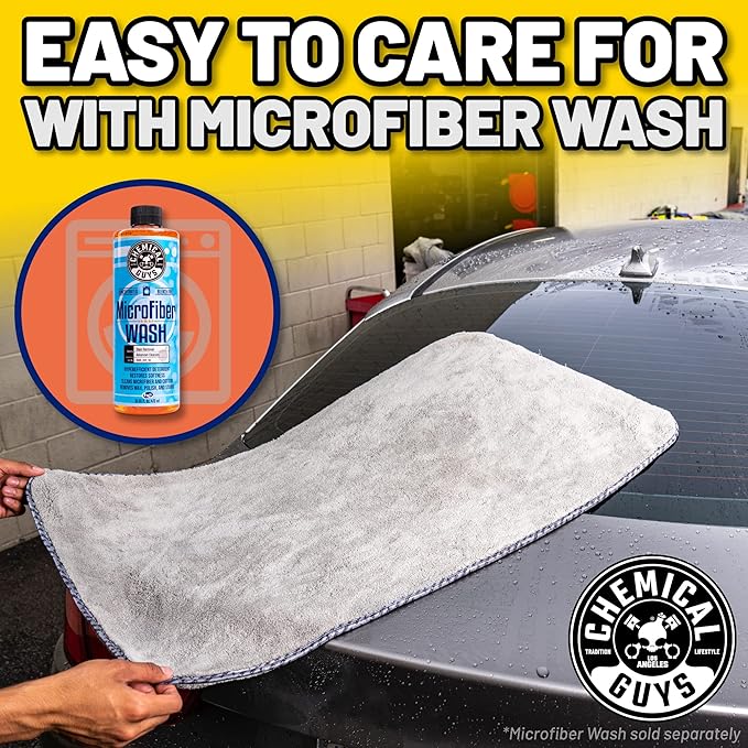 Chemical Guys Woolly Mammoth Large, Super Absorbent and Soft Microfiber Towels for Cars, Gray (35 x 25 inches)