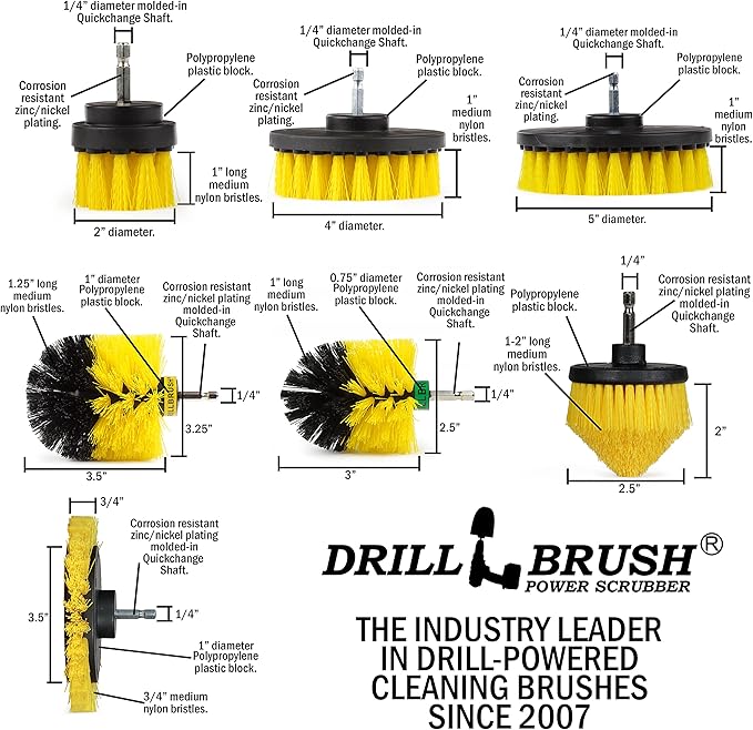 Drill Brush Power Scrubber by Useful Products - Toilet Bowl Power Brush - Bathroom Cleaner - Shower Cleaner - Bathroom Accessories Set - Cleaning Kits - Spin Scrubber Drill Attachments for Cleaning