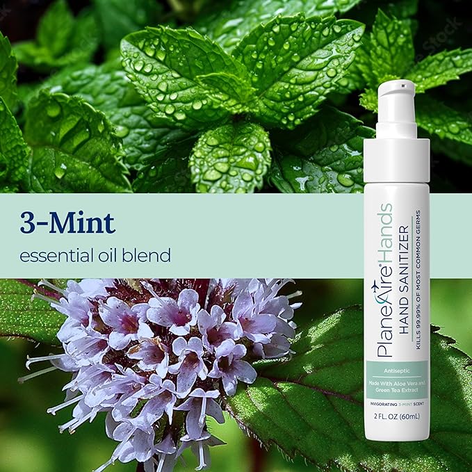 Travel Essentials | Hygiene Kit | Travel Toiletry Kit | Travel Size | Gel Hand Sanitizer 3-Mint Scent | Surface Wipes | Individual Travel Wipes | Surface Cleaner & Air Mist | Made with Essential Oils