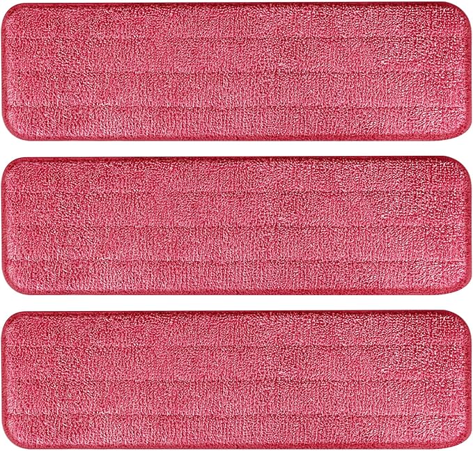 3 Pack Microfiber Cleaning Pads with All Bona Mop, Reusable Microfiber Mop Pads for 18 Inch Mop, Hardwood Floor Replacement Cleaning Mop Pads, Machine Washes