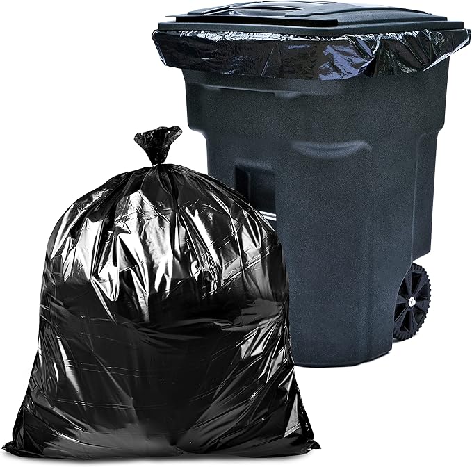 Tasker 95-96 Gallon Trash Bags Heavy Duty (Mega-Value 50/Bags w/Ties) 95-100 Gallon Trash Bags│Black Heavy Duty Trash Bag │Extra Large Garbage Bags
