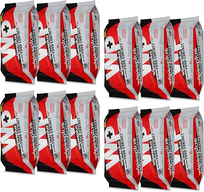 WIPESPLUS No-Rinse Food Contact Wipes, Multi-Surface Wipe, Unscented for Home and Business, 960 Count, (12 Packs of 80)