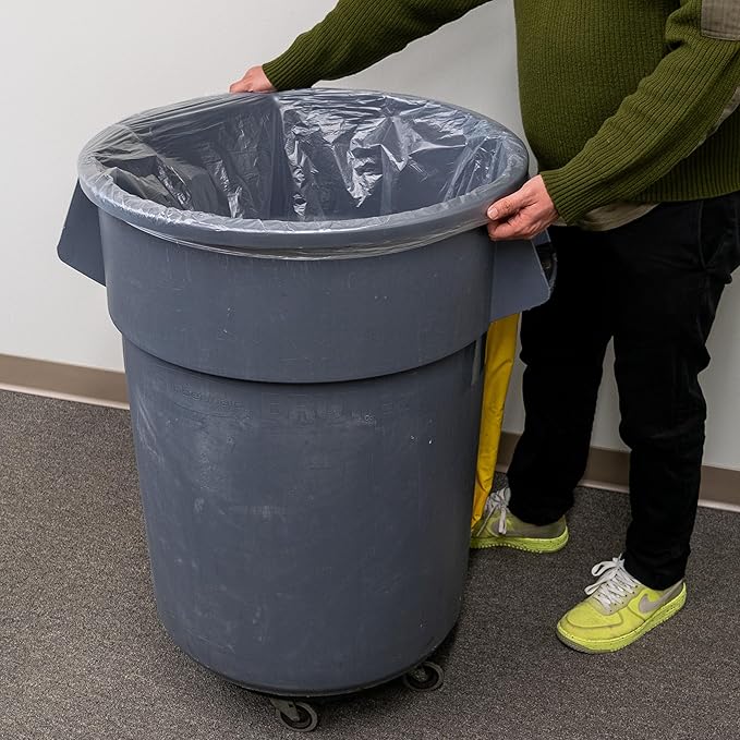 Large Clear Trash Bags, 33 Gallon, Plastic Liners Waste Disposal, Home, Office, Commercial Recycling, Garbage Management, 32x38, 250 Count