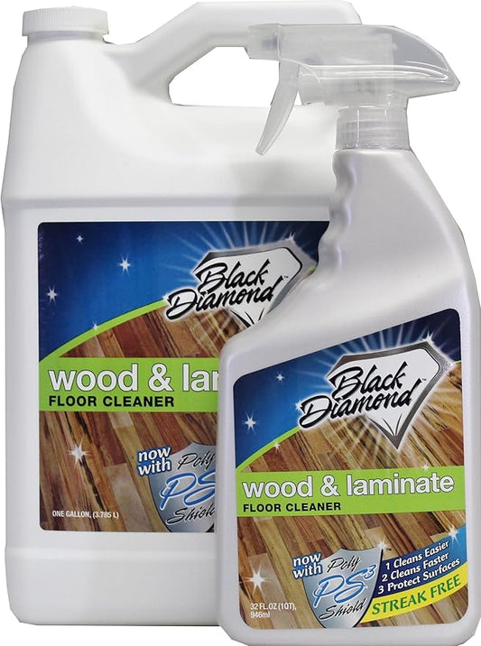 Black Diamond Stoneworks Wood & Laminate Floor Cleaner: For Hardwood, Real, Natural & Engineered Flooring –Biodegradable Safe for Cleaning All Floors (1 quart/1 gallon)