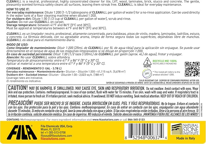 FILA Surface Care Solutions CLEANALL Neutral All Surface Cleaner, 1 Gallon