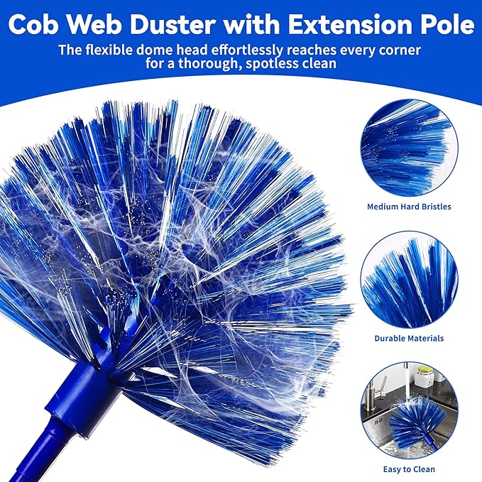 Dusters for Cleaning, Duster with Extension Pole 7 in 1 Kit, Ceiling Fan Cleaner Duster Cobweb Duster, Long Dusters for High Ceilings, Microfiber Dusters for Ceiling Fan, Blinds and Furniture