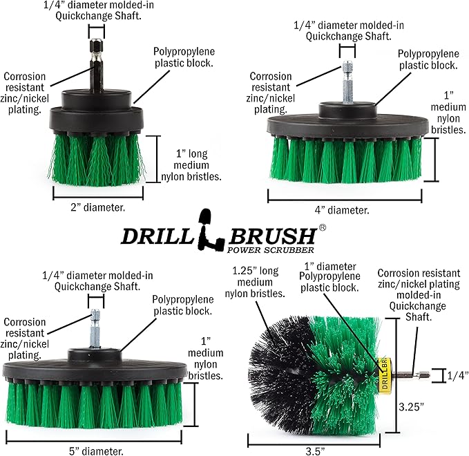 Kitchen Drill Brush Set - Drill Powered Cleaning Tools for Stainless Steel Sink, Copper Sink, Stove Top, Oven, Pots, Pans, & Cabinets - Pot Scrubber - Air Fryer Cleaning Brush Set- Stove Cleaner Kit