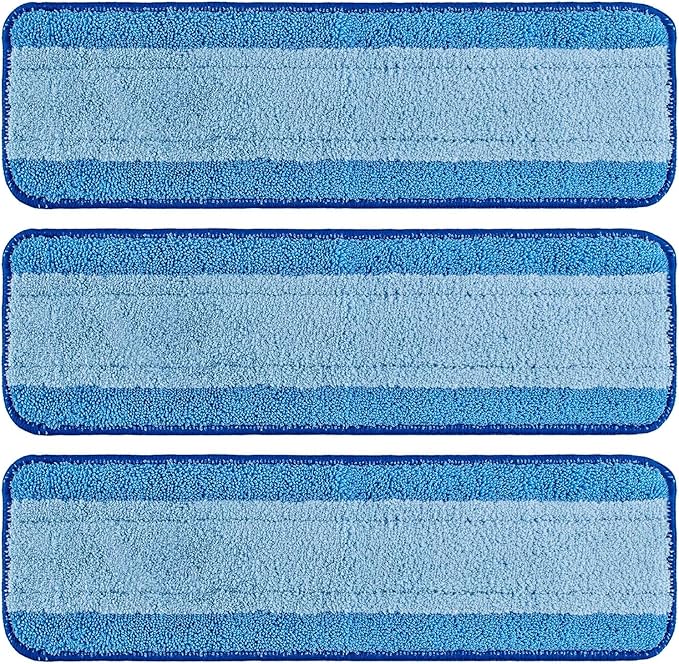Mop Replacement Pads for Bona, Microfiber Cleaning Pad for Bona, 3 Pack 18 Inch Mop Cleaning Pads for Bona Hardwood & Hard Surface Floors, Reusable & Washable & Microfiber Mop Pads for Bona Mop