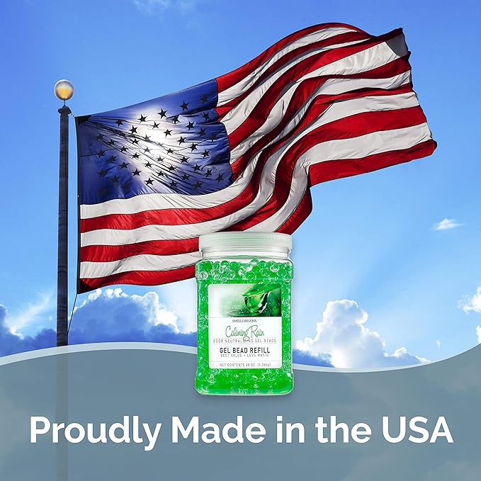 SMELLS BEGONE Odor Eliminator Gel Bead Value Pack - 72 oz - Air Freshener Eliminates Odors in Bathrooms, Pet Areas, Boats, RVs & Cars - Made with Essential Oils - Calming Rain Scent