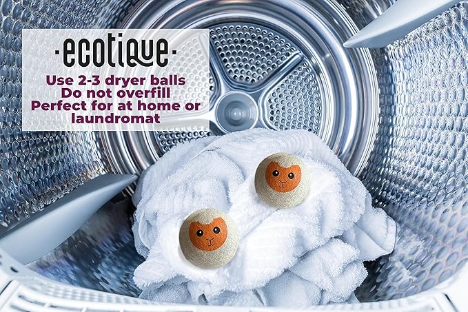 Wool Dryer Balls 6-Pack XL 100% New Zealand Wool Reusable for 1000+ Loads Baby-Safe Chemical-Free Natural Fabric Softener Reduces Drying Time Wrinkles Static Dryer Sheet Alternative