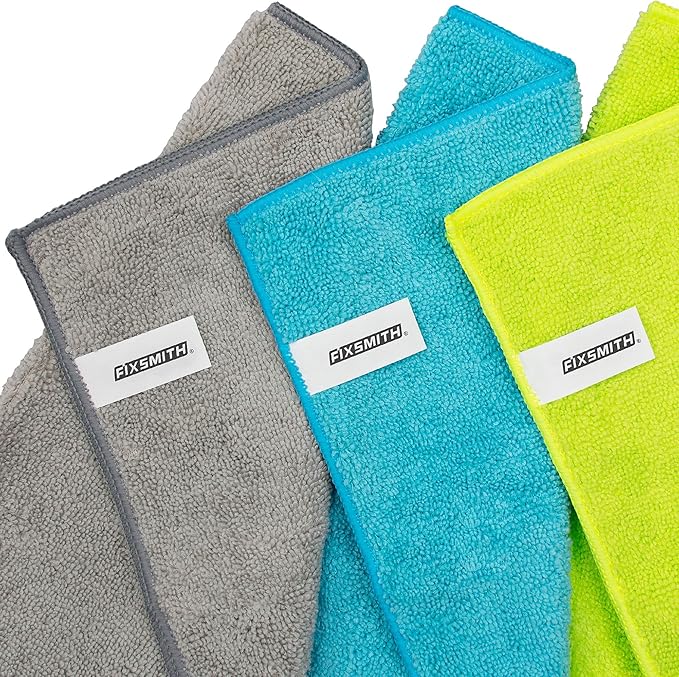 FIXSMITH Microfiber Cleaning Cloth - Pack of 8, Size: 12 x 16 in, Multi-Functional Cleaning Towels, Highly Absorbent Cleaning Rags, Lint-Free, Streak-Free Cleaning Cloths for Car Kitchen Home