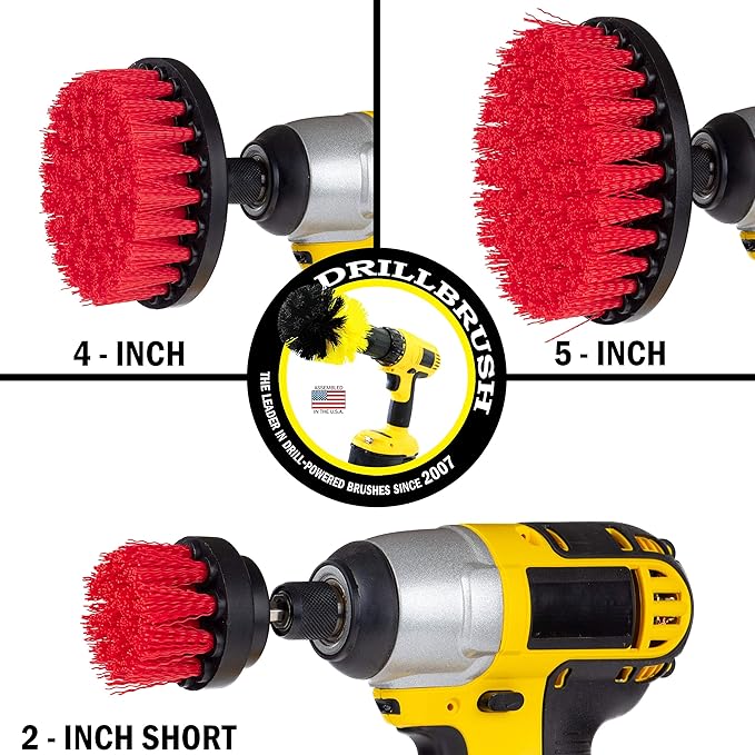 Outdoor Cleaning Supplies - Outdoor Drill Power Scrub Brush Kit - Bird Bath Cleaning Brushes - Garden Tool Cleaning Brushes - Fountain Scrub Brushes - Headstone Cleaning Tools - Home Deck Scrub Brush