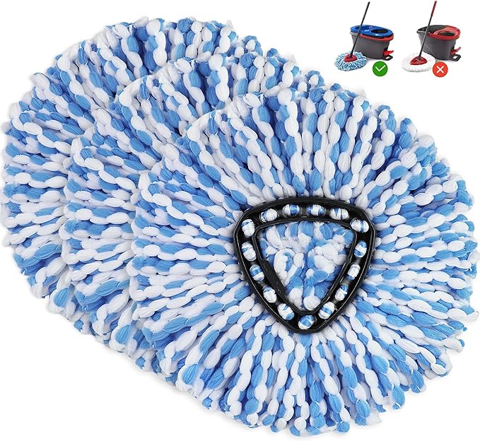 3 Pack Mop Replacement Heads for O-Ceda RinseClean Spin Mop, Microfiber Spin Mop Refills, Easy Cleaning Mop Head Replacement Refill