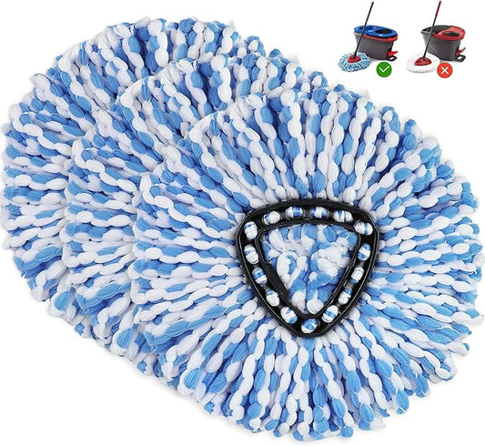 3 Pack Mop Replacement Heads for O-Ceda RinseClean Spin Mop, Microfiber Spin Mop Refills, Easy Cleaning Mop Head Replacement Refill