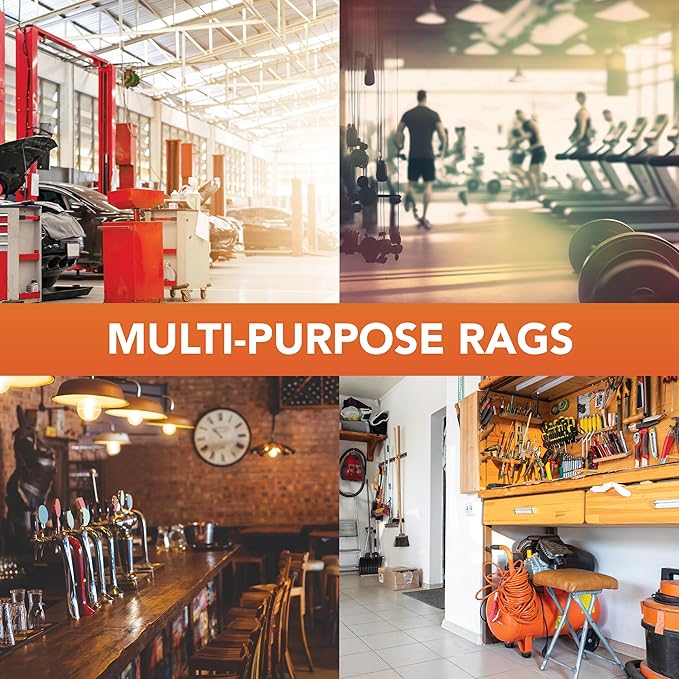 Arkwright W11 Terry Cloth Towels for Cleaning - Soft Cotton Blend Washable Multi-Purpose Bar Mop, Absorbent & Quick Dry, Box of Rags for Kitchen, Auto Shop, and Garage, 10 lb, White