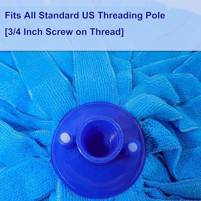 6 PCS Blue Microfiber Mop Replacement Compatible with All Standard US Threading Pole &0.8" Diameter Mop Handle