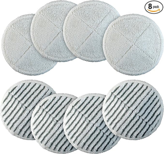 BlueStars 8 Pack Spinwave Replacement Mop Pads Compatible with Bissell Spinwave 2124 2039A 2039 2307 23157 20391 20399 Hard Floor Cleaners - 4 Soft Pads, 4 Scrubby Pads - Washable & Reusable