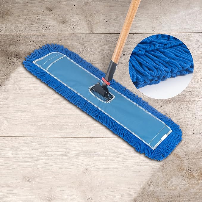Matthew 24'' Microfiber Loop Dust Mop Washable Commercial&Residential Heavy Duty Mop Head Replacement Premium Absorbent Industrial Dust Mop Refill Pads for Hardwood, Office,Garage and Hotel -12Pack