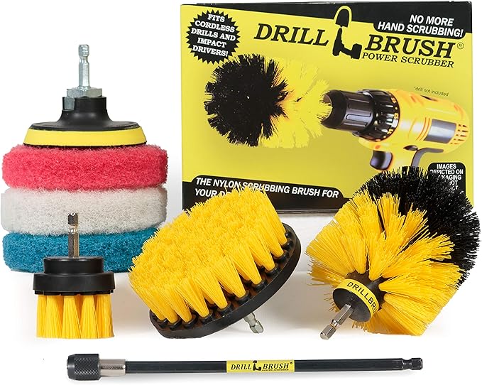 Drillbrush Power Scrubber Brush Set - Drill Brush Attachment - Bathroom Cleaner Scrub Brush - Toilet Brush Cleaning Supplies - Glass Shower Door Cleaner - Powered Tile Cleaner Bathtub Scrubber